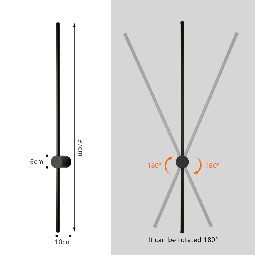 Brilagi - zewnętrzny kinkiet AURA LED/20W/230V 4000K IP54 97 cm czarny