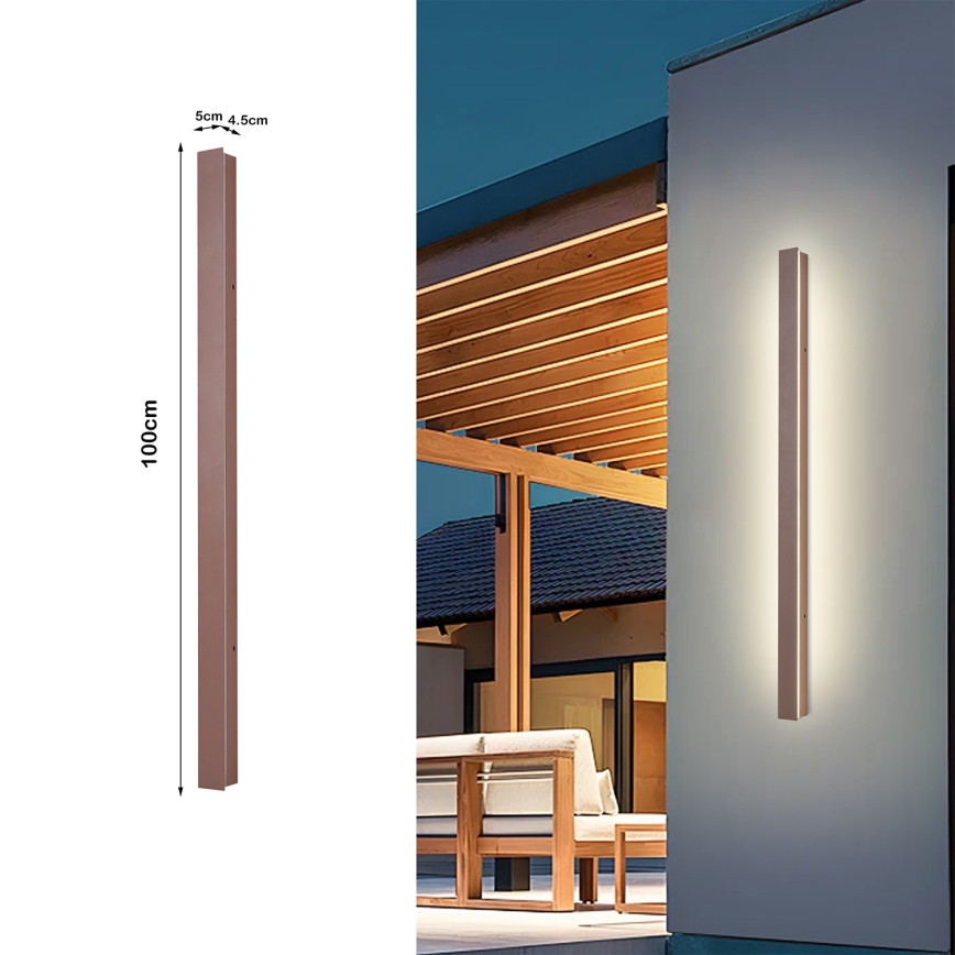 Brilagi - LED zewnętrzny kinkiet LINEAR LED/22W/230V 3000K IP65 100 cm brązowy CRI 90