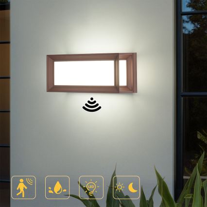 Brilagi - Zewnętrzna lampa ścienna LED z czujnikiem PARKER LED/12W/230V brązowa IP44