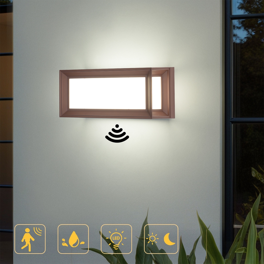 Brilagi - Zewnętrzna lampa ścienna LED z czujnikiem PARKER LED/12W/230V brązowa IP44