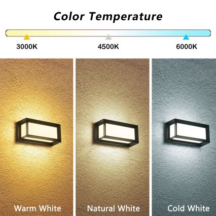 Brilagi - Zewnętrzny kinkiet LED PARKER LED/12W/230V 3000/4500/6000K czarny IP44