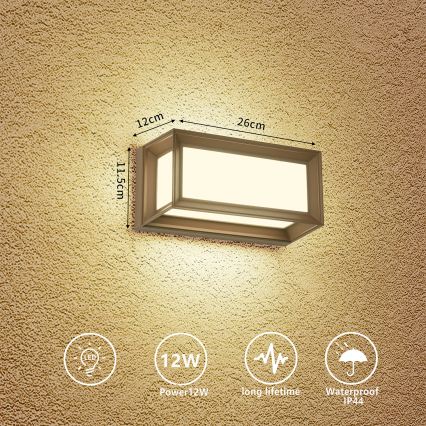 Brilagi - LED zewnętrzny kinkiet PARKER LED/12W/230V brązowy IP44