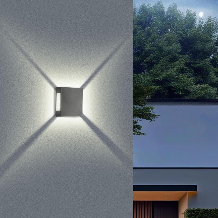 Brilagi - LED zewnętrzny kinkiet QUADRAY LED/4W/230V antracyt IP65