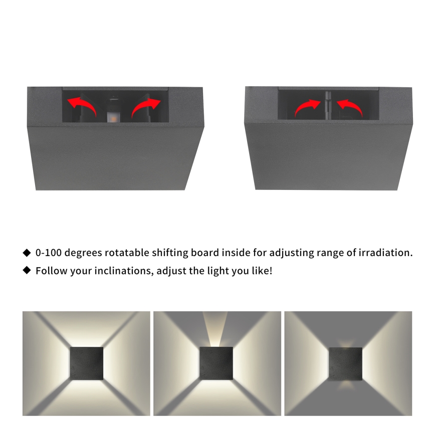 Brilagi - LED zewnętrzny kinkiet QUADRAY LED/4W/230V antracyt IP65