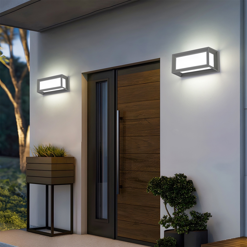 Brilagi - Zewnętrzny kinkiet LED z czujnikiem PARKER LED/12W/230V, szary, IP44