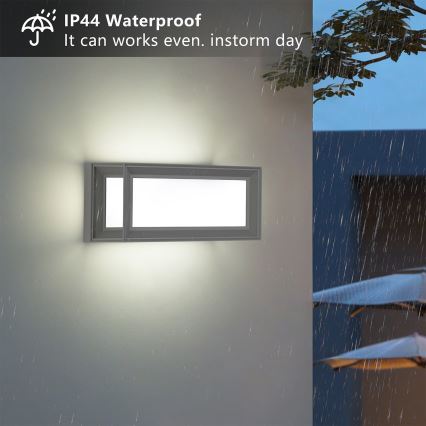 Brilagi - Zewnętrzny kinkiet LED z czujnikiem PARKER LED/12W/230V, szary, IP44