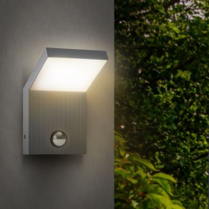 Brilagi - LED Zewnętrzna lampa ścienna z czujnikiem RIANO LED/8W/230V srebrna IP65