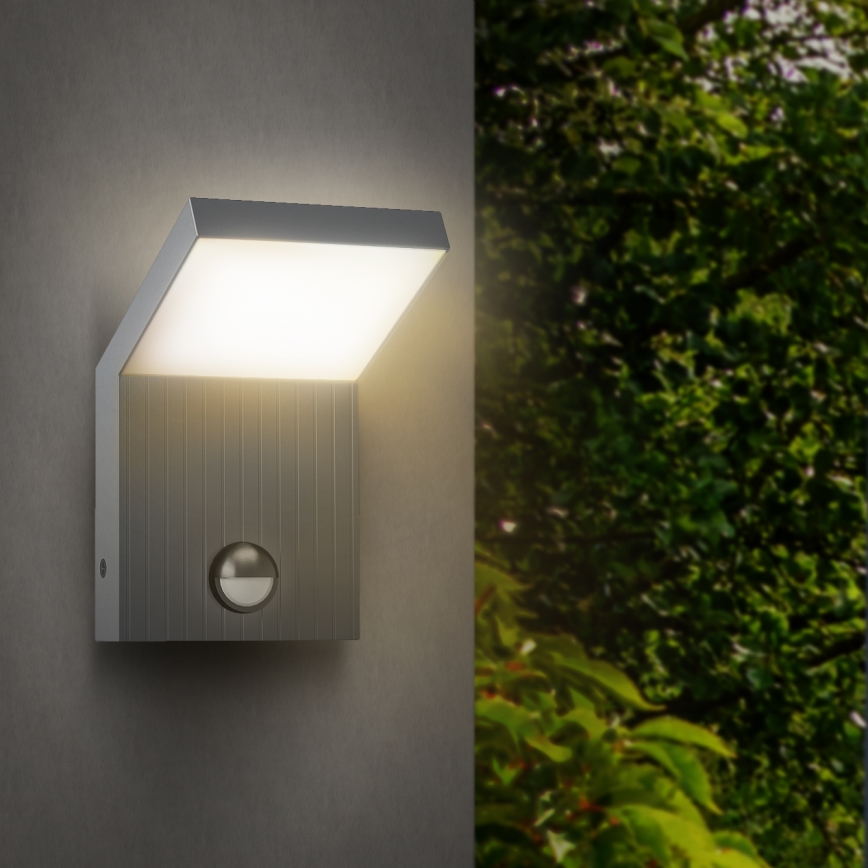 Brilagi - LED Zewnętrzna lampa ścienna z czujnikiem RIANO LED/8W/230V srebrna IP65