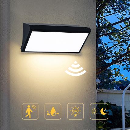 Brilagi - LED zewnętrzny kinkiet z czujnikiem TRIANGLE LED/20W/230V czarny IP65