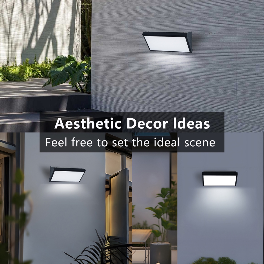 Brilagi - LED zewnętrzny kinkiet z czujnikiem TRIANGLE LED/20W/230V czarny IP65