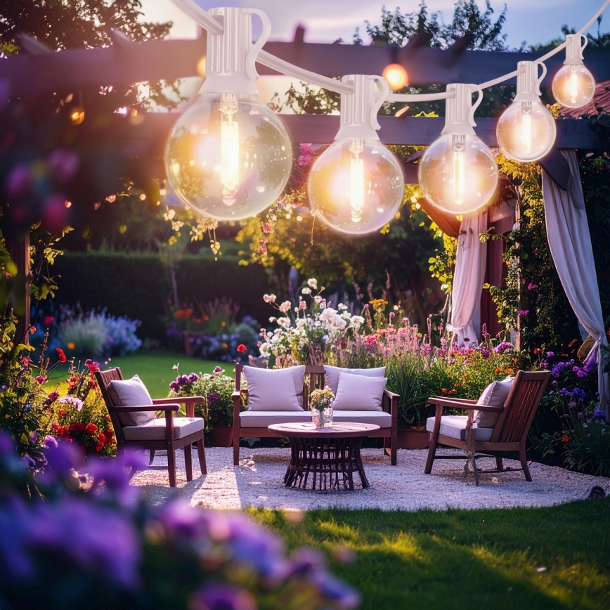 Brilagi - LED zewnętrzna girlanda dekoracyjna GIRLANDA 10xE12/0,6W/230V 8m biała IP44 ciepła biała