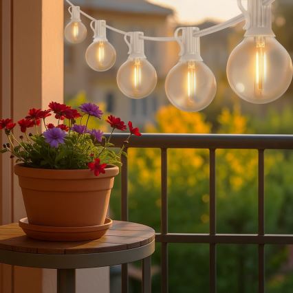 Brilagi - LED zewnętrzna girlanda dekoracyjna GIRLANDA 10xE12/0,6W/230V 8m biała IP44 ciepła biała