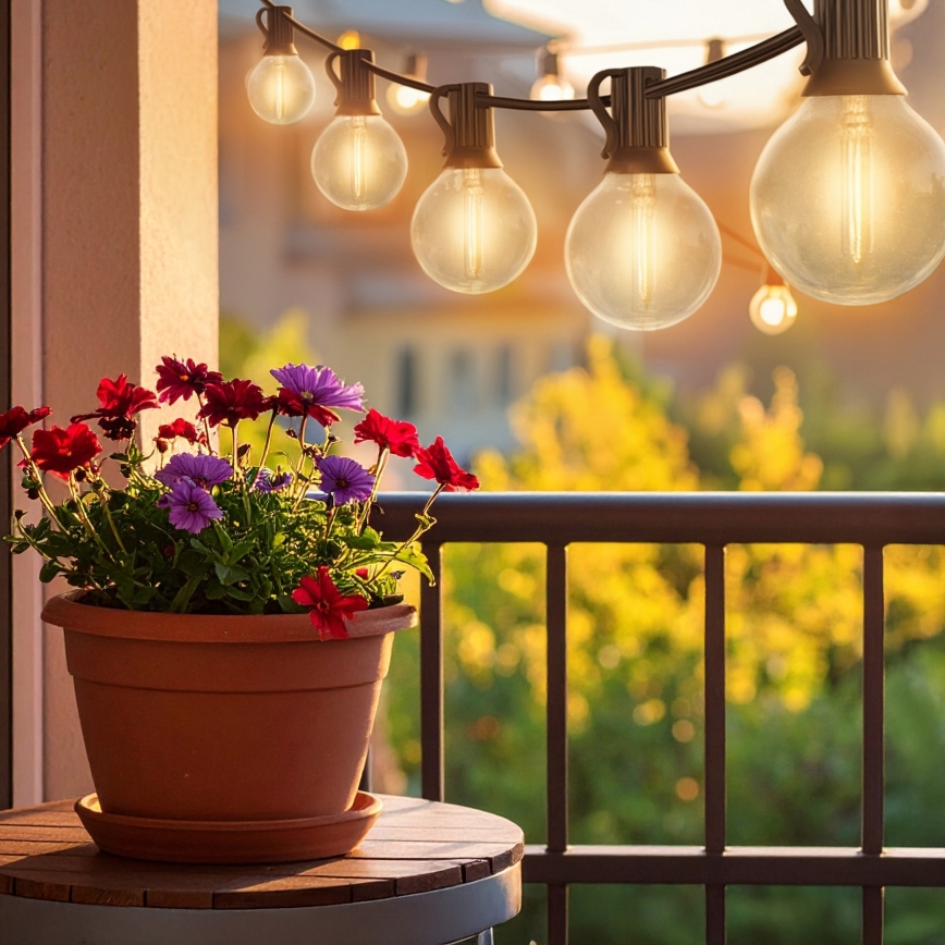 Brilagi - LED-owy zewnętrzny łańcuch dekoracyjny GIRLANDA 10xE12/0,6W/230V 8m czarny IP44 ciepła biała