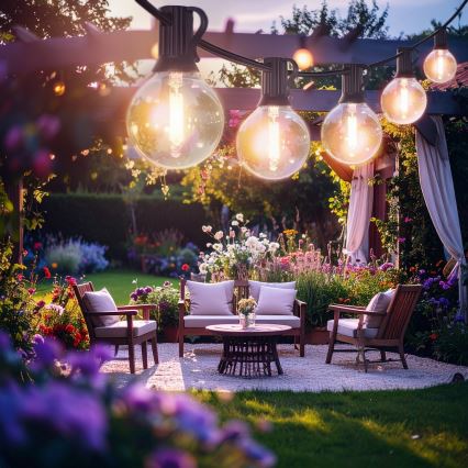 Brilagi - LED-owy zewnętrzny łańcuch dekoracyjny GIRLANDA 10xE12/0,6W/230V 8m czarny IP44 ciepła biała