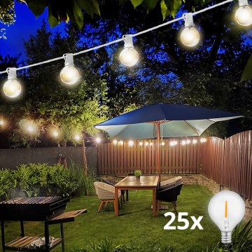 Brilagi - LED zewnętrzny łańcuch dekoracyjny GIRLANDA 25xE12/0,6W/230V 20m biały IP44 ciepłe białe światło