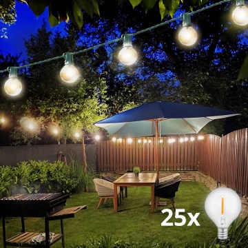 Brilagi - LED Zewnętrzny łańcuch dekoracyjny GIRLANDA 25xE12/0,8W/230V 20m zielony IP44 ciepła biała