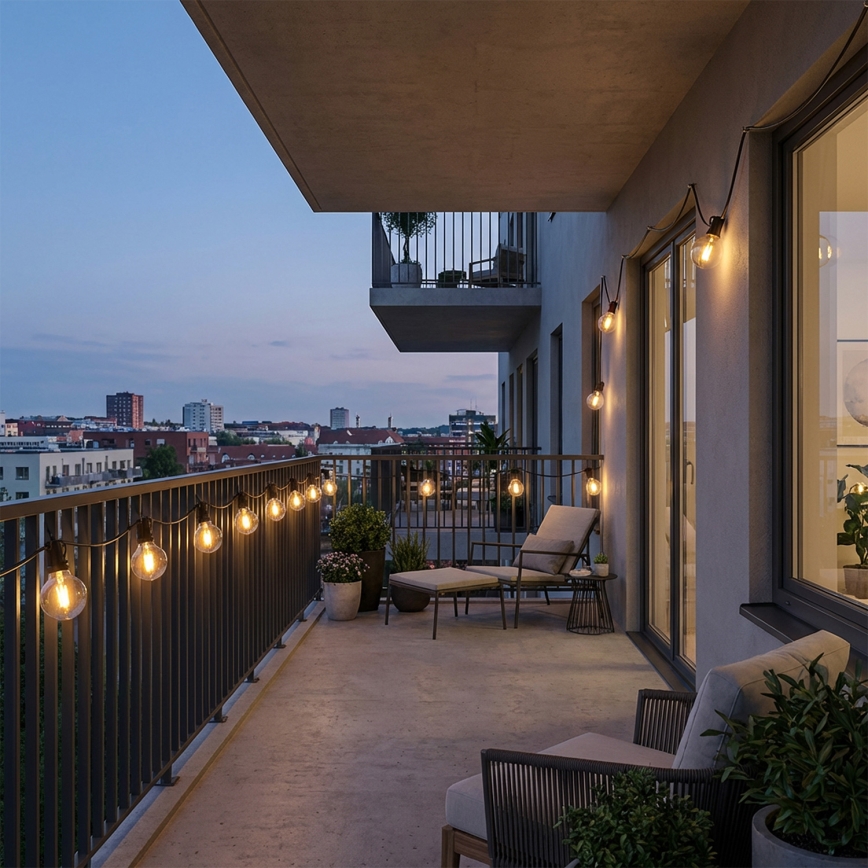 Brilagi - Zewnętrzna dekoracyjna girlanda LED 25xE12/0,36W/24V 20m czarna IP44 ciepła biała