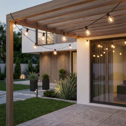 Brilagi - Zewnętrzna dekoracyjna girlanda LED 25xE12/0,36W/24V 20m czarna IP44 ciepła biała