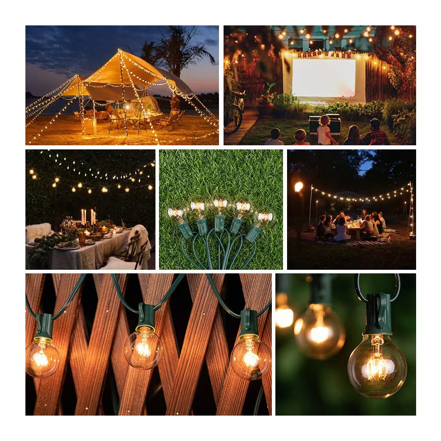 Brilagi - LED zewnętrzny łańcuch dekoracyjny GIRLANDA 25xE12/0,8W/230V 20m zielony IP44 ciepłe białe światło