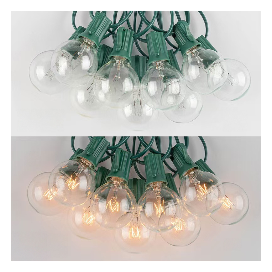 Brilagi - LED zewnętrzny łańcuch dekoracyjny GIRLANDA 25xE12/0,8W/230V 20m zielony IP44 ciepłe białe światło