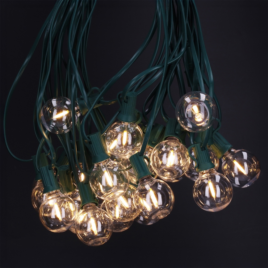 Brilagi - LED zewnętrzny łańcuch dekoracyjny GIRLANDA 25xE12/0,8W/230V 20m zielony IP44 ciepłe białe światło