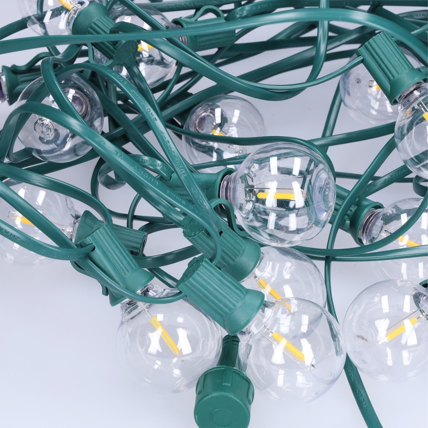 Brilagi - LED zewnętrzny łańcuch dekoracyjny GIRLANDA 25xE12/0,8W/230V 20m zielony IP44 ciepłe białe światło