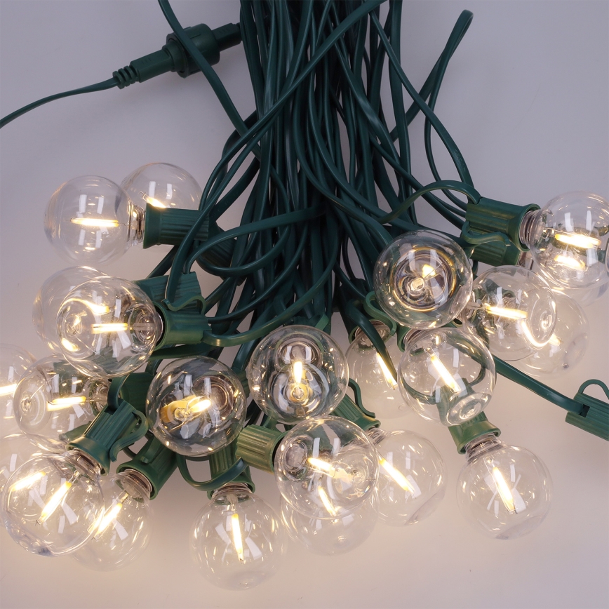 Brilagi - LED zewnętrzny łańcuch dekoracyjny GIRLANDA 25xE12/0,8W/230V 20m zielony IP44 ciepłe białe światło