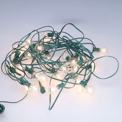 Brilagi - LED zewnętrzny łańcuch dekoracyjny GIRLANDA 25xE12/0,8W/230V 20m zielony IP44 ciepłe białe światło