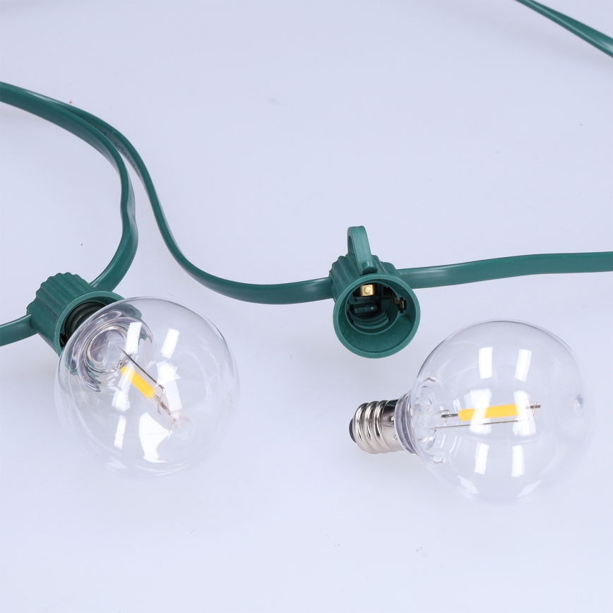Brilagi - LED zewnętrzny łańcuch dekoracyjny GIRLANDA 25xE12/0,8W/230V 20m zielony IP44 ciepłe białe światło