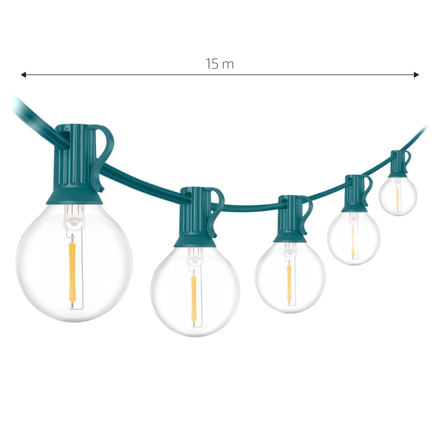 Brilagi - LED zewnętrzny łańcuch dekoracyjny GIRLANDA 25xE12/0,8W/230V 20m zielony IP44 ciepłe białe światło