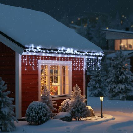 Brilagi - Zewnętrzny łańcuch świąteczny LED 200 x LED/8 funkcji 13 m IP44 zimna biel sople