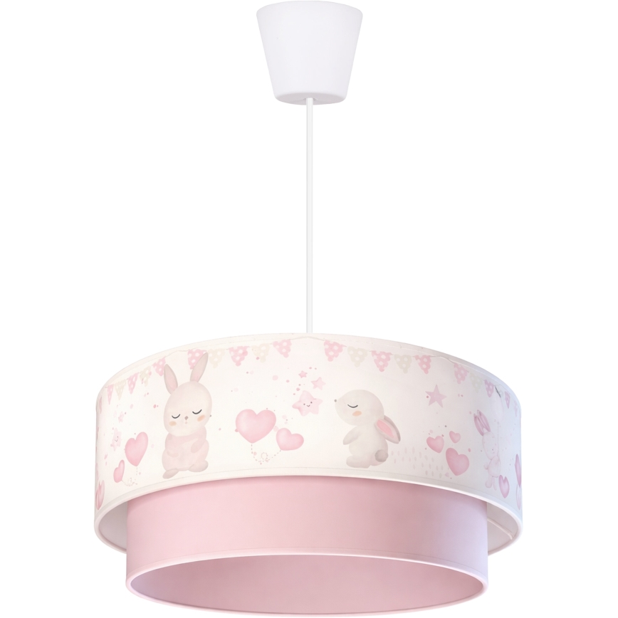 BRILAGI - Żyrandol dziecięcy LED na przewodzie BOBO 1xE27/60W/230V Ø 40 cm kremowy/różowy/króliczki
