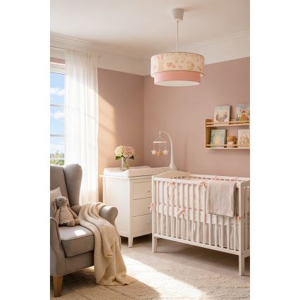 BRILAGI - Żyrandol dziecięcy LED na przewodzie BOBO 1xE27/60W/230V Ø 40 cm kremowy/różowy/króliczki