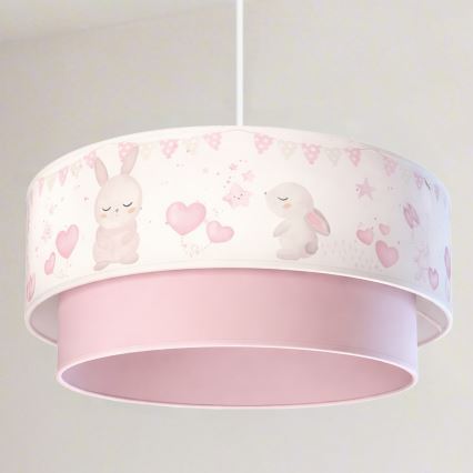 BRILAGI - Żyrandol dziecięcy LED na przewodzie BOBO 1xE27/60W/230V Ø 40 cm kremowy/różowy/króliczki