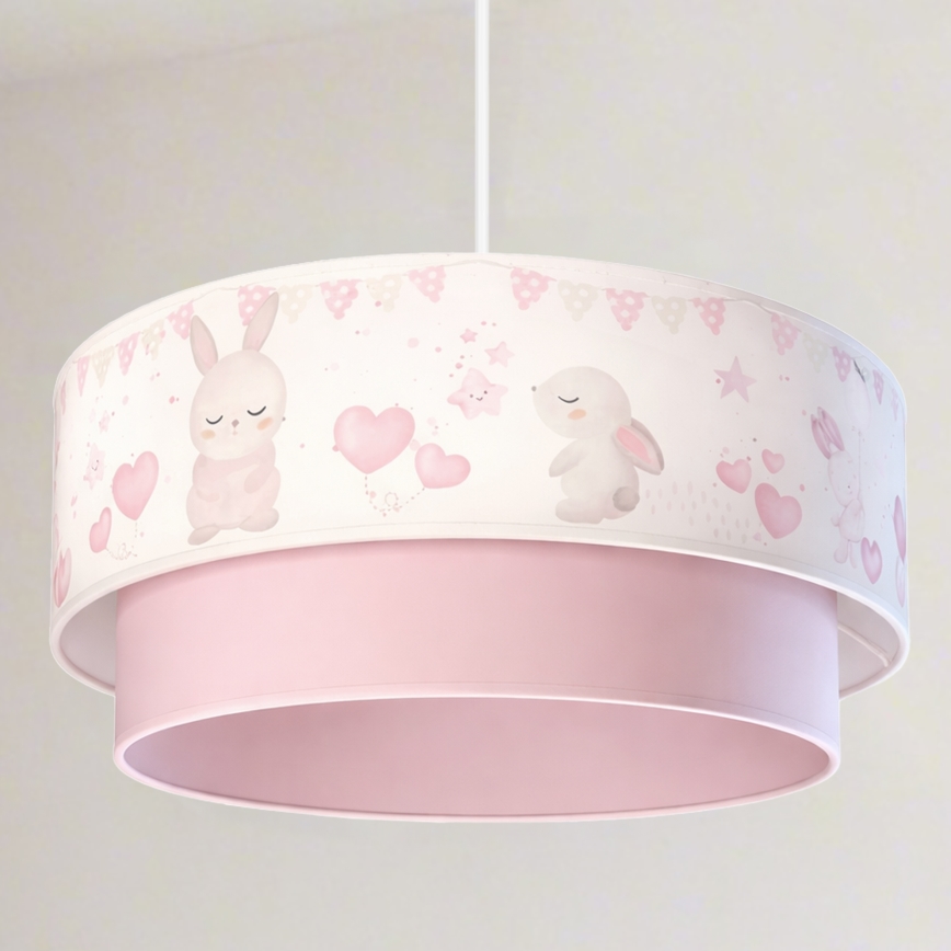 BRILAGI - Żyrandol dziecięcy LED na przewodzie BOBO 1xE27/60W/230V Ø 40 cm kremowy/różowy/króliczki