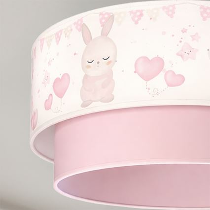 BRILAGI - Żyrandol dziecięcy LED na przewodzie BOBO 1xE27/60W/230V Ø 40 cm kremowy/różowy/króliczki