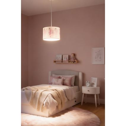 Brilagi - LED Żyrandol dziecięcy na linkę BOBO 1xE27/60W/230V śr. 35 cm różowy/baletki