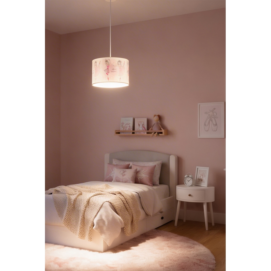 Brilagi - LED Żyrandol dziecięcy na linkę BOBO 1xE27/60W/230V śr. 35 cm różowy/baletki