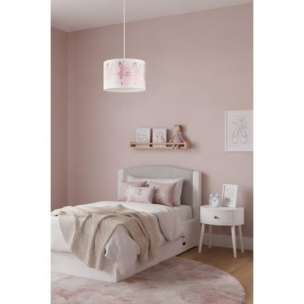 Brilagi - LED Żyrandol dziecięcy na linkę BOBO 1xE27/60W/230V śr. 35 cm różowy/baletki