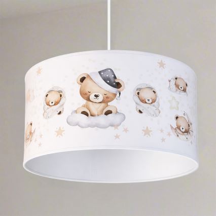 Brilagi - LED żyrandol dziecięcy na przewodzie BOBO 1xE27/60W/230V, średnica 35 cm, biały z motywem misiów