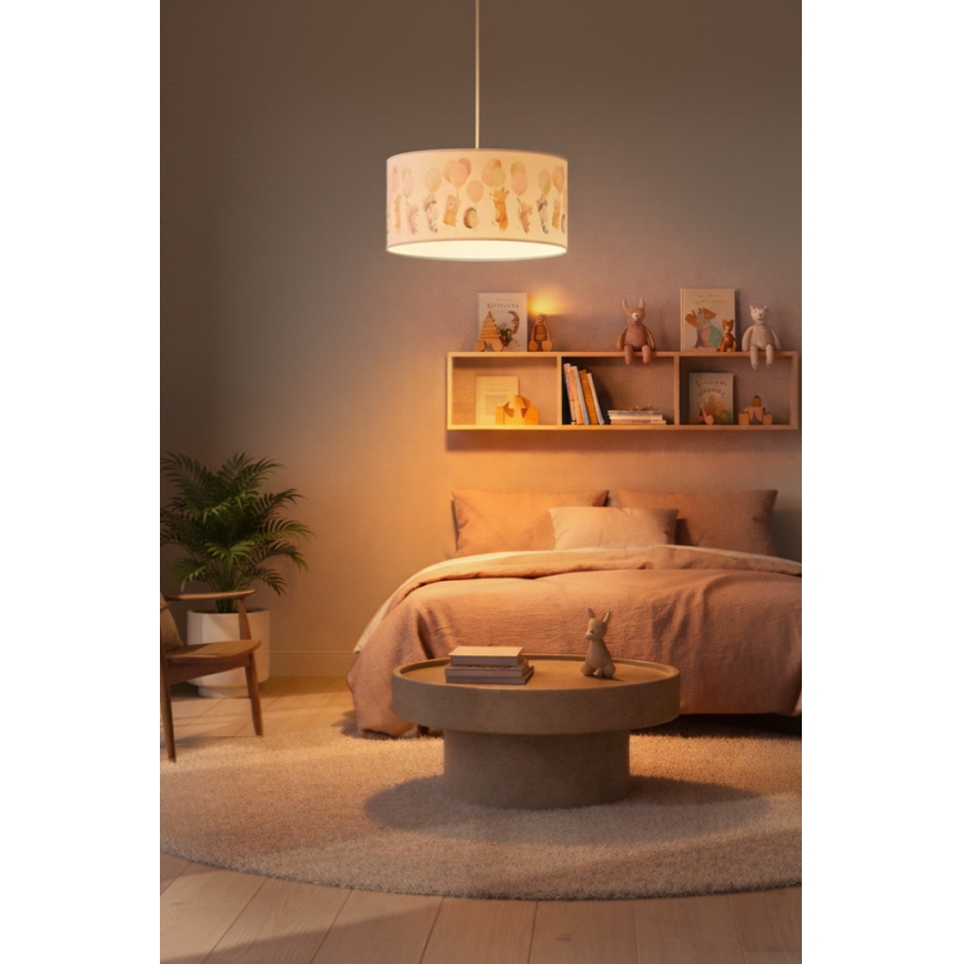 Brilagi - LED żyrandol dziecięcy na przewodzie BOBO 1xE27/60W/230V Ø 35 cm biały/zwierzątka