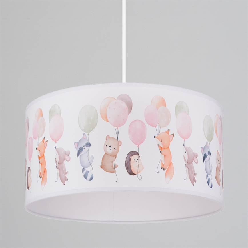 Brilagi - LED żyrandol dziecięcy na przewodzie BOBO 1xE27/60W/230V Ø 35 cm biały/zwierzątka