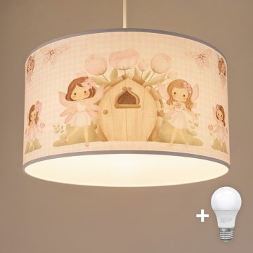 Brilagi - LED żyrandol dziecięcy na przewodzie BOBO 1xE27/60W/230V Ø 35 cm różowy/wróżki