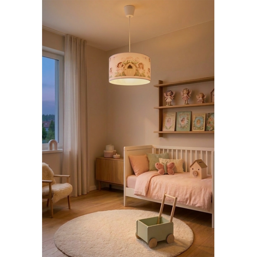 BRILAGI - LED żyrandol dziecięcy na przewodzie BOBO 1xE27/60W/230V Ø 35 cm różowy/wróżki