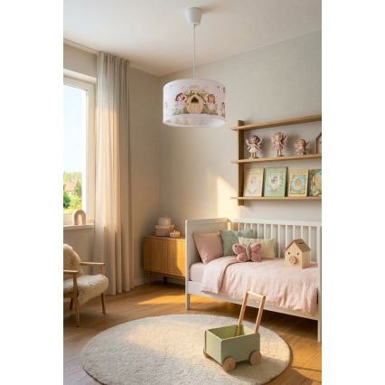 BRILAGI - LED żyrandol dziecięcy na przewodzie BOBO 1xE27/60W/230V Ø 35 cm różowy/wróżki