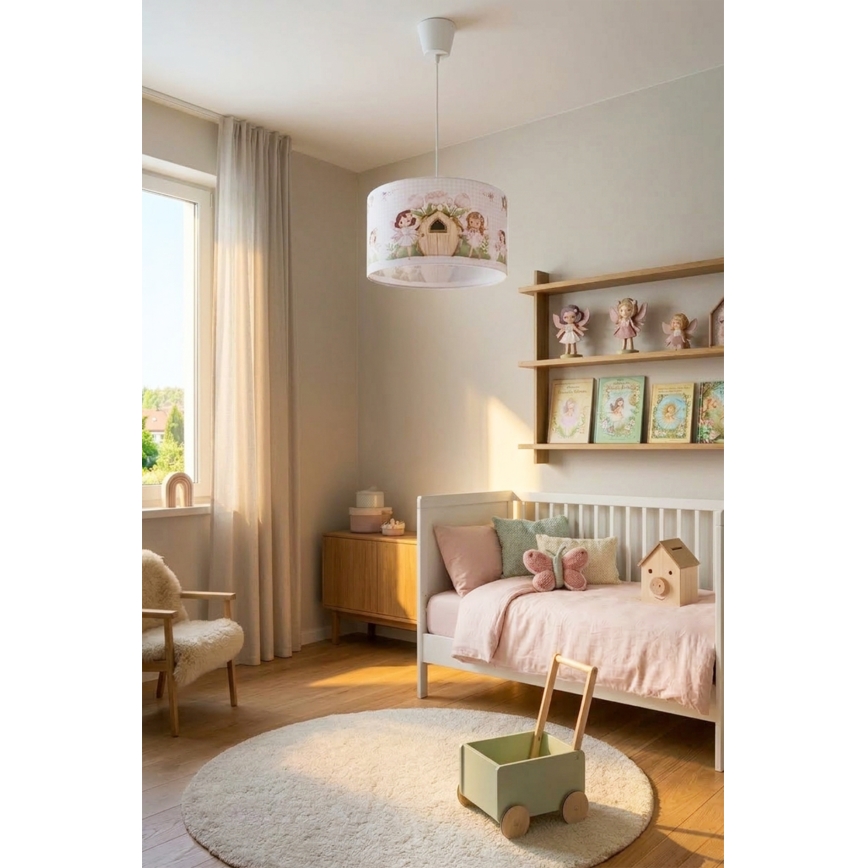 BRILAGI - LED żyrandol dziecięcy na przewodzie BOBO 1xE27/60W/230V Ø 35 cm różowy/wróżki