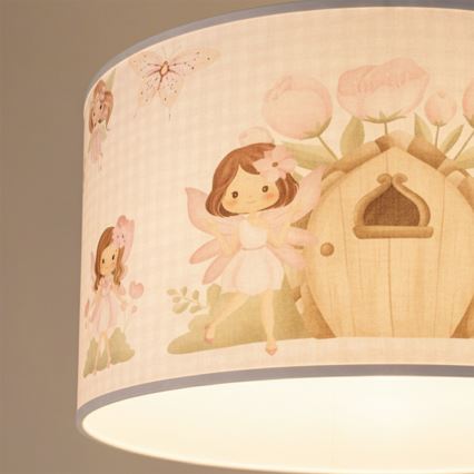 BRILAGI - LED żyrandol dziecięcy na przewodzie BOBO 1xE27/60W/230V Ø 35 cm różowy/wróżki