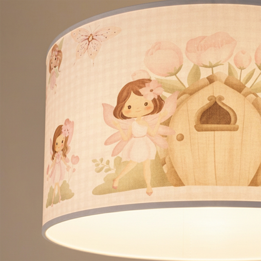 BRILAGI - LED żyrandol dziecięcy na przewodzie BOBO 1xE27/60W/230V Ø 35 cm różowy/wróżki