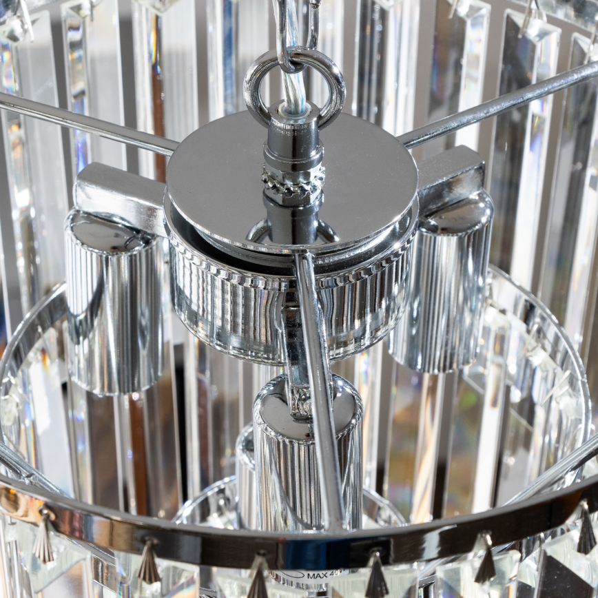 Brilagi - LED Żyrandol kryształowy na łańcuchu MOZART 4xE14/40W/230V chrom błyszczący
