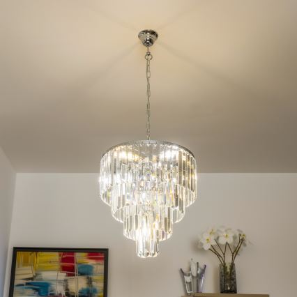 Brilagi - LED Żyrandol kryształowy na łańcuchu MOZART 5xE14/40W/230V chrom błyszczący